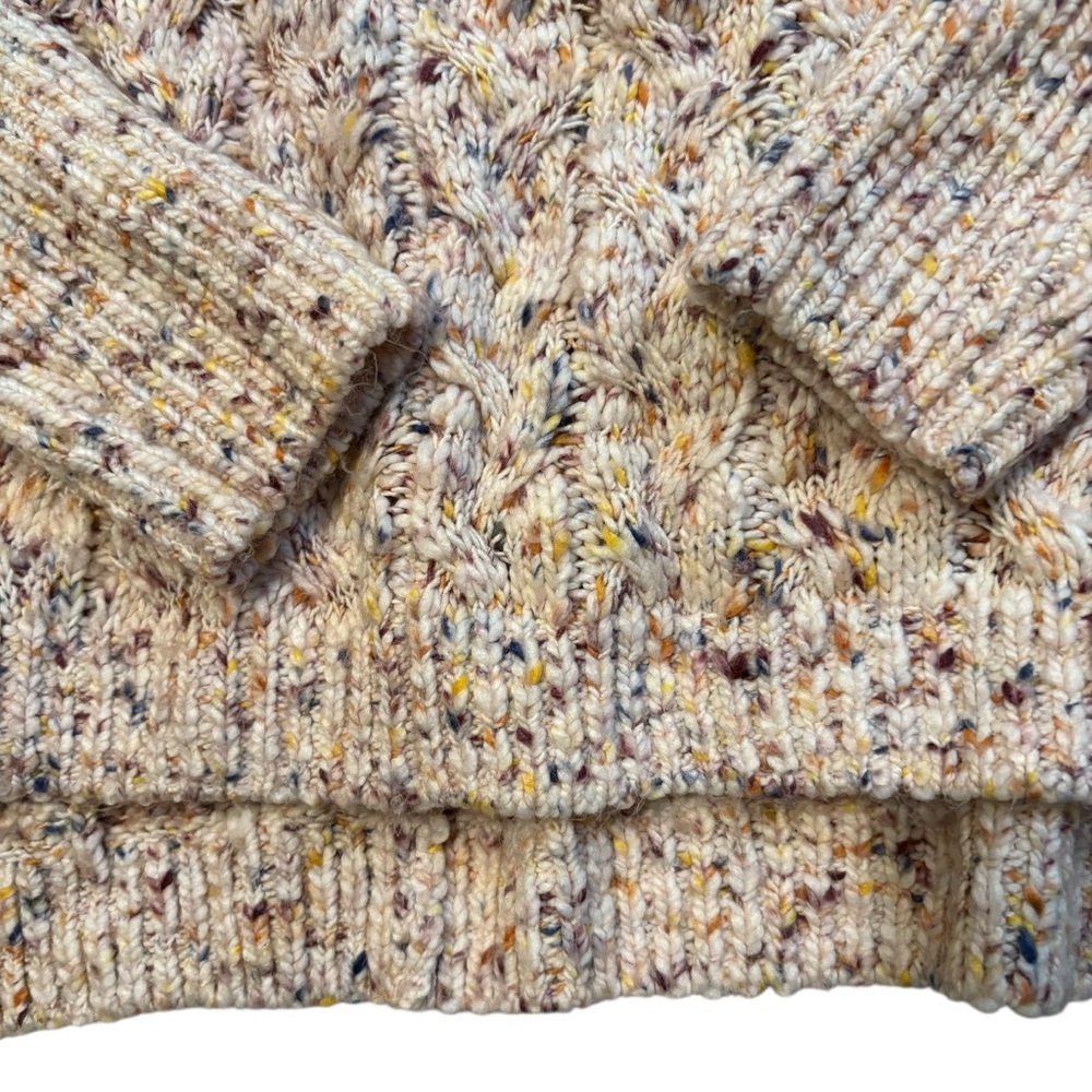 Free People Under The Mistletoe Cable Knit Boxy Sweater Ivory Combo, Sz L - Picture 12 of 16